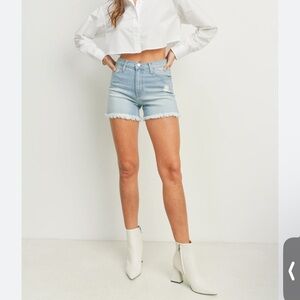 Just Black Women's Light Blue Jean The Keeper Shorts